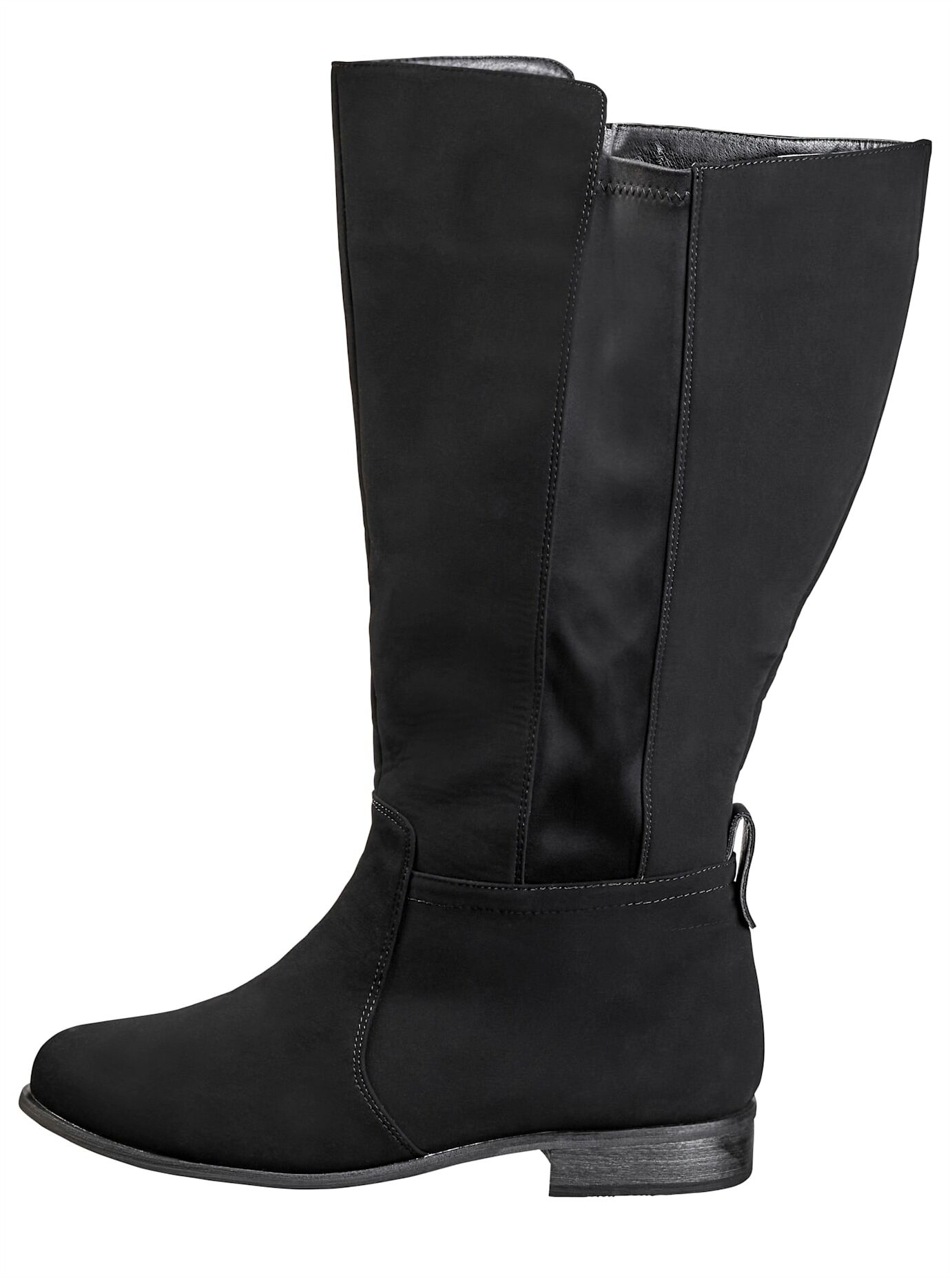 Weitschaftstiefel SHEEGO, Damen, Gr. 43, XXL-Schaft, schwarz, Polyester, Schuhe Weitschaftstiefel schwarz 43, XXL-Schaft
