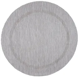 Balkonteppich Einfarbig Wetterfest Waschbar Strapazierfähig Terrasse Garten Rund Silber 200x200 cm – ALSTER von Kadima Design