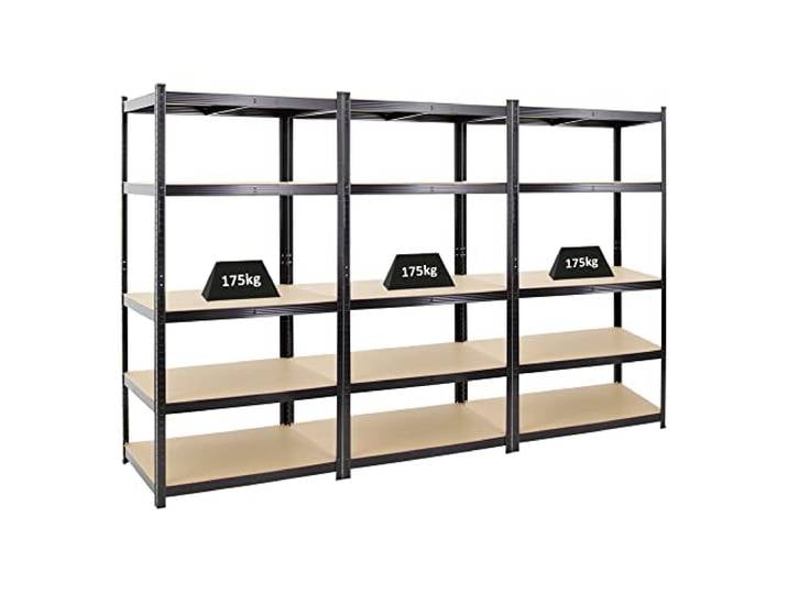 PROREGAL Mega Deal 3X Schwerlastregal Taurus Schwarz 180x90x60cm mit Fachlast 175kg Kellerregal, Steckregal, Garagenregal, Lagerregal