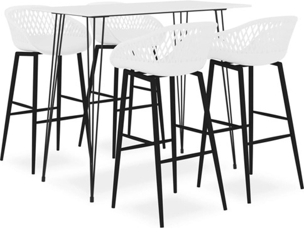 vidaXL 5-delige Barset wit voor tuin of eetkamer