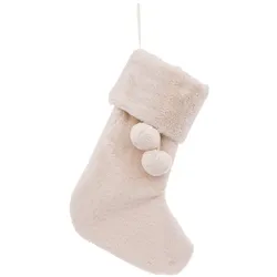WellHome - Weißer Weihnachtsstrumpf aus Kunstfell, 45 cm, zur Kamindekoration