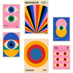 POSTER Set Mit 6 Geometrische Bauhaus Formen Und Augen A3 & A4 Rahmenlos