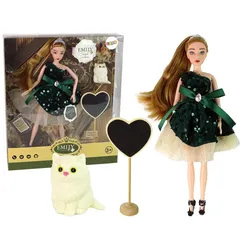 Emily Wooden Heart White Cat Baby Doll