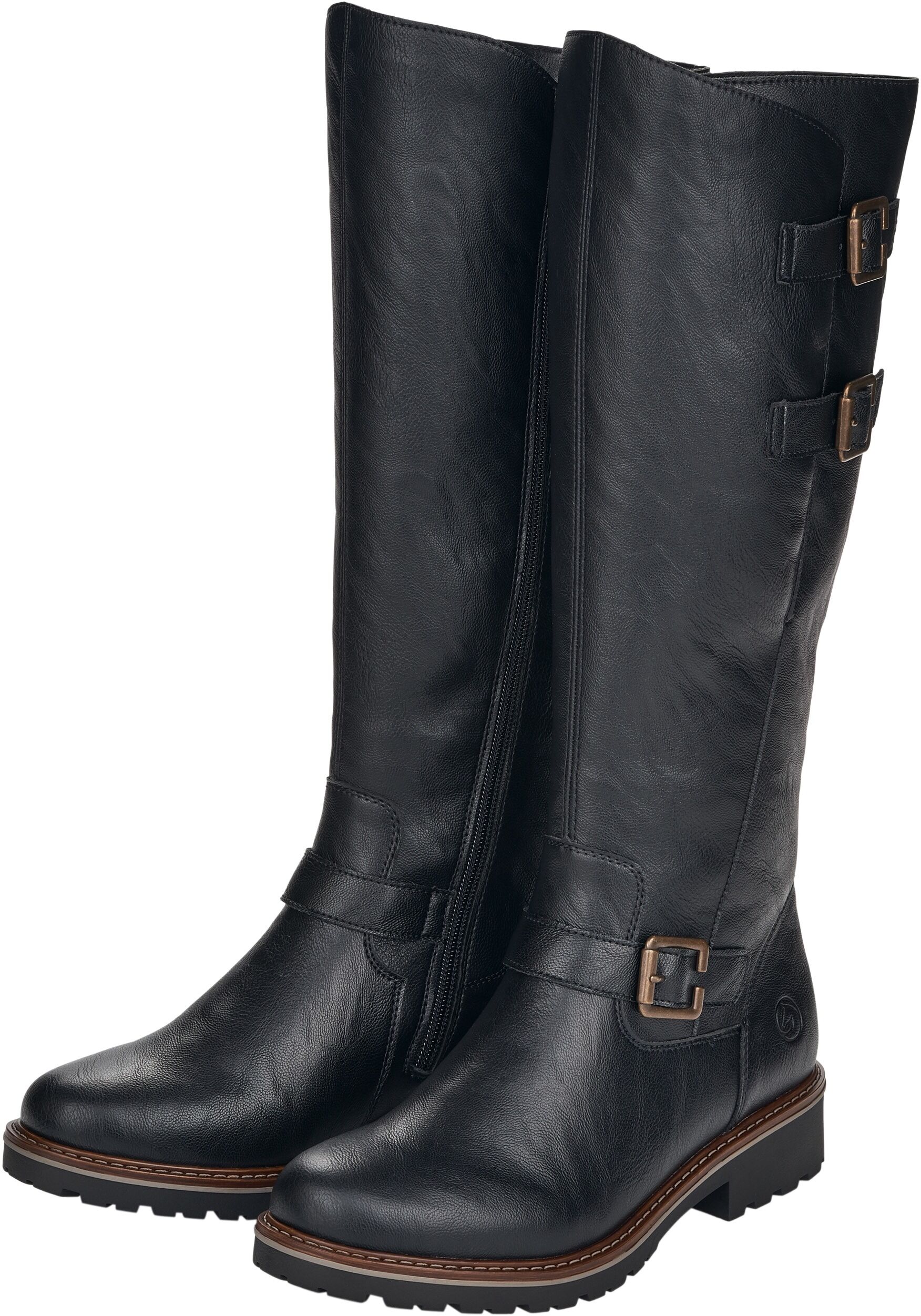 Winterstiefel REMONTE, Damen, Gr. 44, XL-Schaft, schwarz, Lederimitat, Schuhe Winterstiefel, Blockabsatz, Langschaftstiefel, Wechselfussbett, XL-Schaft schwarz 44, XL-Schaft