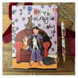 Alex Clark Art Weihnachtsnotizbuch "Verrückte Katzenlady" mit Radiergummi, A5 (78544435)