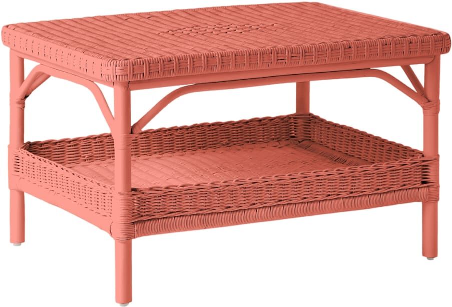 Kok Maison Table basse rectangulaire rotin laqué corail Rose 80x46x60cm