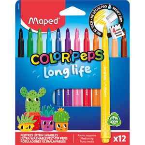 Maped Filzstifte Color Peps Long Life, 844000, Strichbreite 3,6mm, auswaschbar, 12 Stück