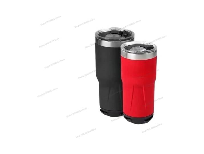 Tasse thermos à grande capacité rouge et noire pour boissons