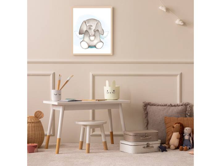 Bild mit Rahmen LÜTTENHÜTT oder Poster, Elefant mit Flügeln , bunt (farbe rahmen: beige, farbe bild(er): bunt), B:40cm H:50cm T:0,7cm, Holz, Plexiglas, Bilder, Bild mit Rahmen, HD Premium Druck