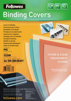 Fellowes Deckblatt PVC, transparent, DIN A4, für Draht- und Plastikbindemaschinen, 300 µm, 100