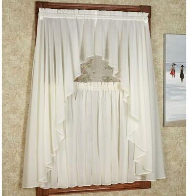 Ricardo Trading Llc Sea Glass II Long Swag Valance Pair, 62 x 63, Eggshell