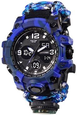 Multisell Products Hub Survival Compass Watch With Flint Whistle And Rope Outdoor Multi Tool Watch camouflage Blue