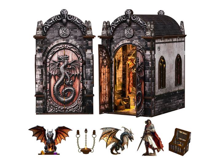 Pour la collection Dragon · Secret Realm DIY Small House Book Stand, modèle de construction miniature 3D, jouet à assembler soi-même, cadeau