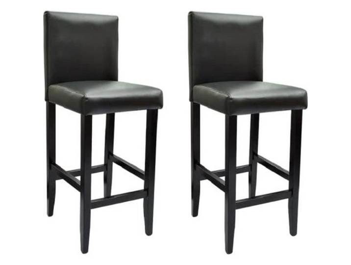 Lot de 2 Tabourets de bar en Simili Noir - BONGO