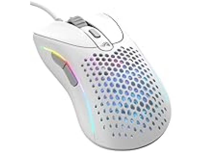 GLORIOUS Gaming - Superlight Wired PC Gaming Mouse with Honeycomb Shell, 6 Programmable Buttons, RGB Lighting & PTFE Skates - Model D 2, Matte White