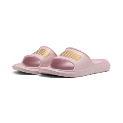 Badesandale PUMA "DIVECAT V2 LITE", Damen, Gr. 40,5, Synthetik, rosa (chalk pink, puma team gold), unifarben, Schuhe, schnell trocknendes Obermaterial, leicht profilierte Laufsohle