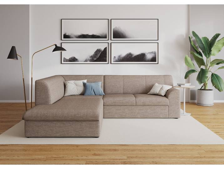 DOMO collection Topper zeitlos elegant, kompakte StellmasseL-Form mit Ottomane, wahlweise mit Schlaffunktion