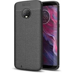 Screenguard Motorola Moto G6 Hülle Leather Design TPU Cover (Motorola Moto G6), Smartphone Hülle, Schwarz