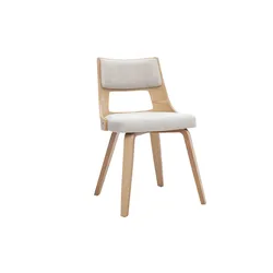Skandinavischer Stuhl aus Stoff mit strukturiertem Samteffekt, beige und helles Holz GARBO