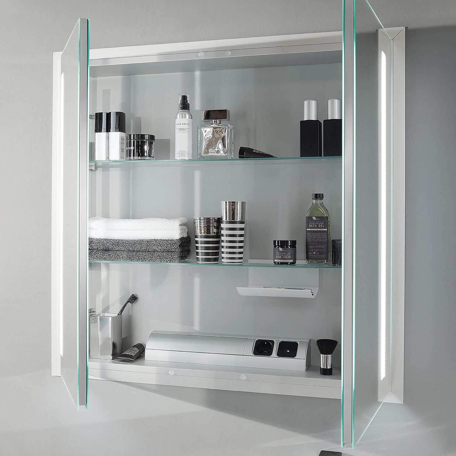 Sanipa Reflection Aluminium-Wandeinbau-Spiegelschrank WILMA 65 mit LED-Beleuchtung