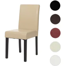 Esszimmerstuhl Littau, Küchenstuhl Stuhl, Kunstleder ~ creme, dunkle Beine
