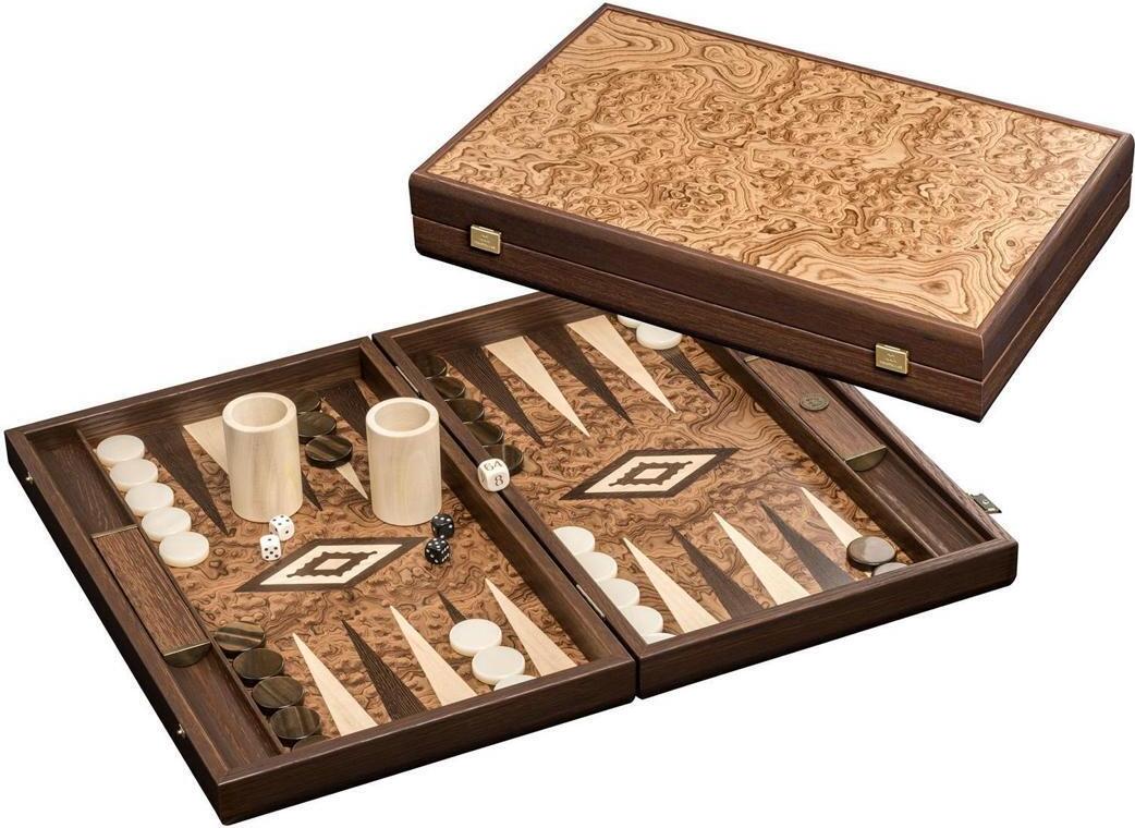 Backgammon Dokos groß aus Holz, Brettspiel für 2 Spieler