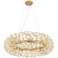Hängelampe Esszimmerleuchte Pendelleuchte LED 20-Flammig Kristall klar G9 gold