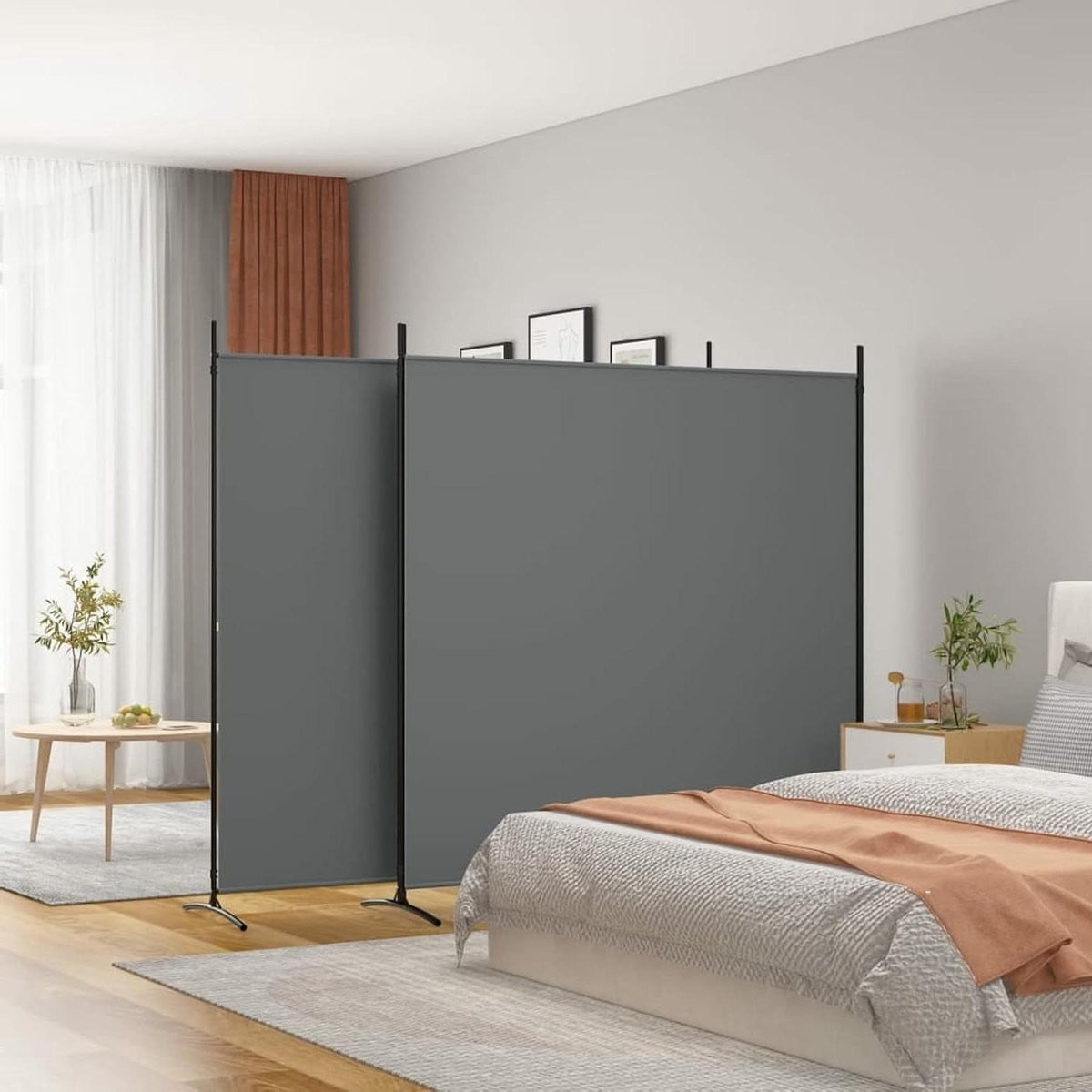 Inklapbare Ruimteverdeler Antraciet - Vrijstaand Scheidingswand voor Privacy - 525 x 180 cm