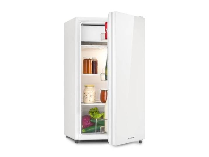 Klarstein Luminance Frost Kühl-Gefrier-Kombination - freistehender Kühlschrank, Glasfront, geräuscharm, ca. 45 x 84 x 48,5 cm (BxHxT), 91 Liter Gesamtvolumen, weiß