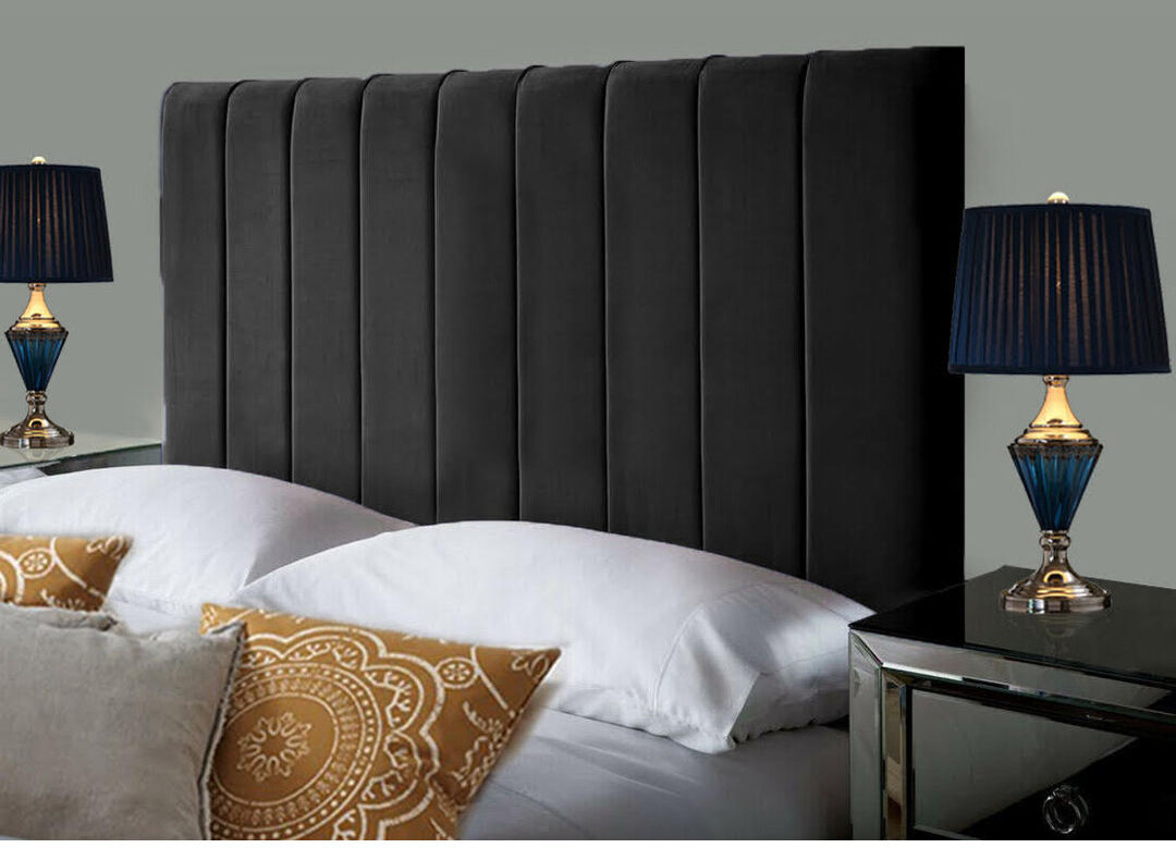 Fairmont Park Upholstered Velvet Headboard Black Kingsize (5')