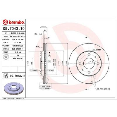 Brembo Bremsscheibe [Hersteller-Nr. 09.7043.11] für Proton, Mitsubishi