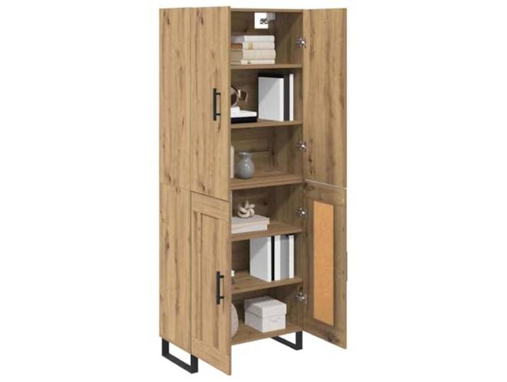 KTHLBRH Sideboard 2 Stück Eiche Handwerk 69,5 x 34 x 180 cm Technisches Holz, 4 Türen, 6 Einlegeböden, Eisenbeine, Stangengriffe, schnelle Montage