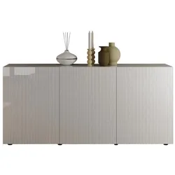Aucune, Kommode + Sideboard, Sideboard - RICCIONE - Hochglanzlack Weiss - 3 Türen - 191 x 42 x 84 cm