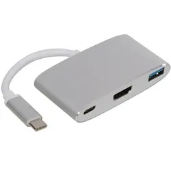 Velleman USB 3.1 Typ C Kabel zu HDMI + USB 3.0 A + USB Typ C (USB 3.0, USB 3.1, USB Typ-C, 20 cm), ZZ3_ARCHIV_Data + Video Adapter