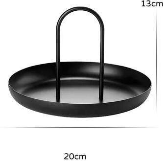 Shop Station Round Decorative Tray With Handle, Vanity Tray And Jewelry Organizer For Desktop Storage black