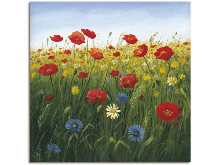 Wandbild ARTLAND Mohnblumen Landschaft I , grün (farbe bild(er): grün), B:30cm H:30cm, Bilder, Wandbild, als Alubild, Leinwandbild in verschied. Grössen