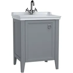 VitrA Valarte Waschtisch-Möbel-Set 62151 64,5 x 53 x 88 cm, links, Korpus grau matt/Waschtisch weiß hochglanz