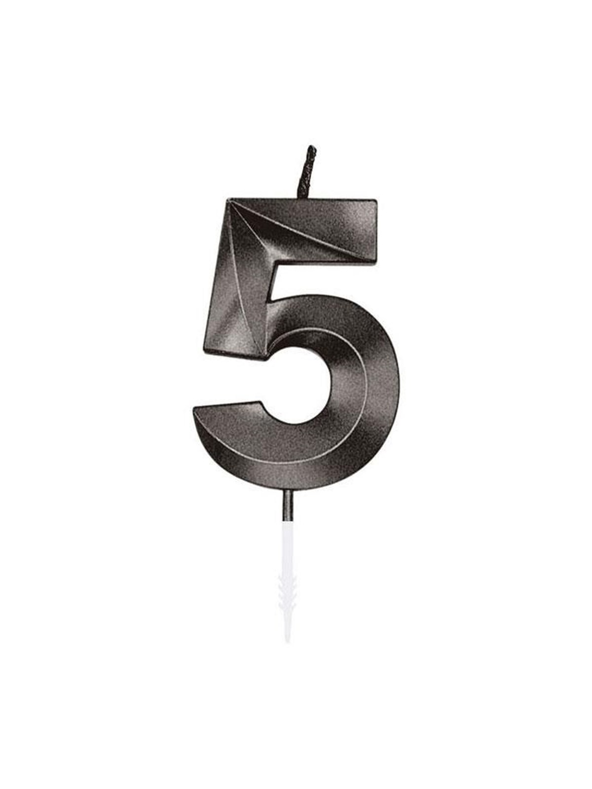Globos Cake Candle 6cm Metallic Black no. 5
