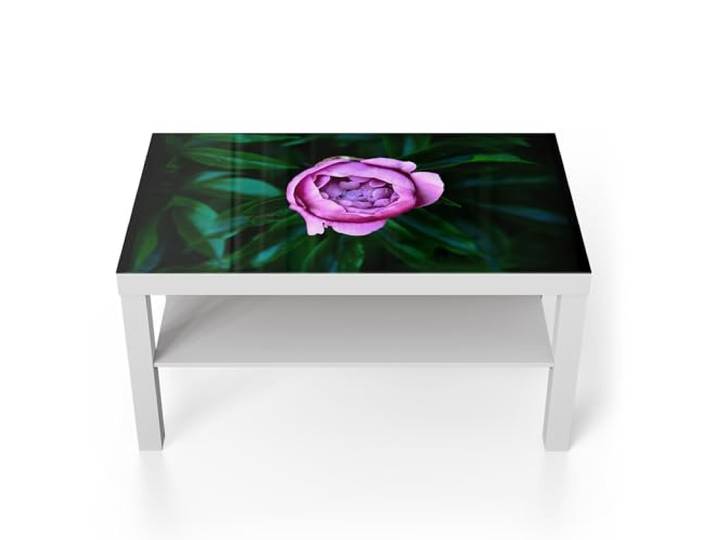 DEQORI Glastisch weiß groß 90x50 cm Motiv Rosa Blütenzauber ausgefallener Beistelltisch aus Glas Hochglanz Couchtisch fürs Wohnzimmer moderner Couch Tisch mit Design