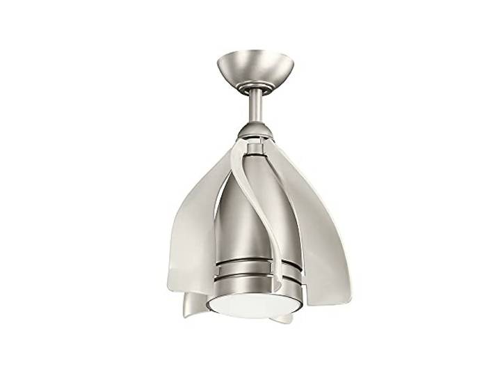 5 Blade 38cm Ceiling Fan with LED Light Brushed Nickel Remote Control 5-flügeliger 38-cm-Deckenventilator mit LED-Fernbedienung aus gebürstetem Nickel