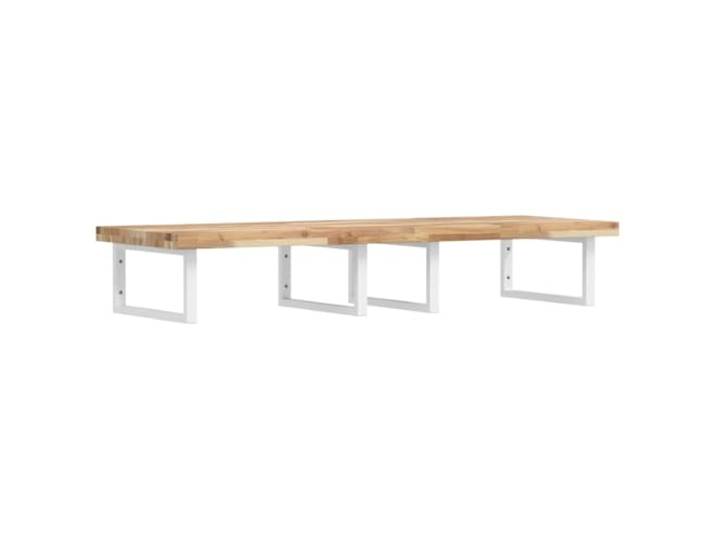WEMYUFURN Waschbeckenregal Wandmontage Stahl Akazienholz Schweberegal, Badezimmer Aufbewahrung, Handtuchhalter, Waschtisch Ablage, massives Holz, Stahlhalterungen