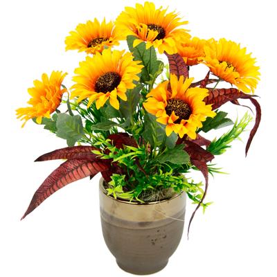 Gestecke I.GE.A. "Sonnenblumen", gelb, B:30cm H:40cm L:30cm, Kunstpflanzen, Im Topf aus Keramik