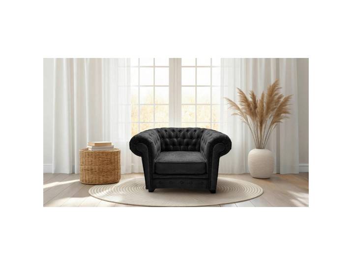 Mid.you Chesterfield-Sessel, Anthrazit, Holz, teilmassiv, 91x72x92 cm, Stoffauswahl, Wohnzimmer, Sessel, Chesterfield-Sessel