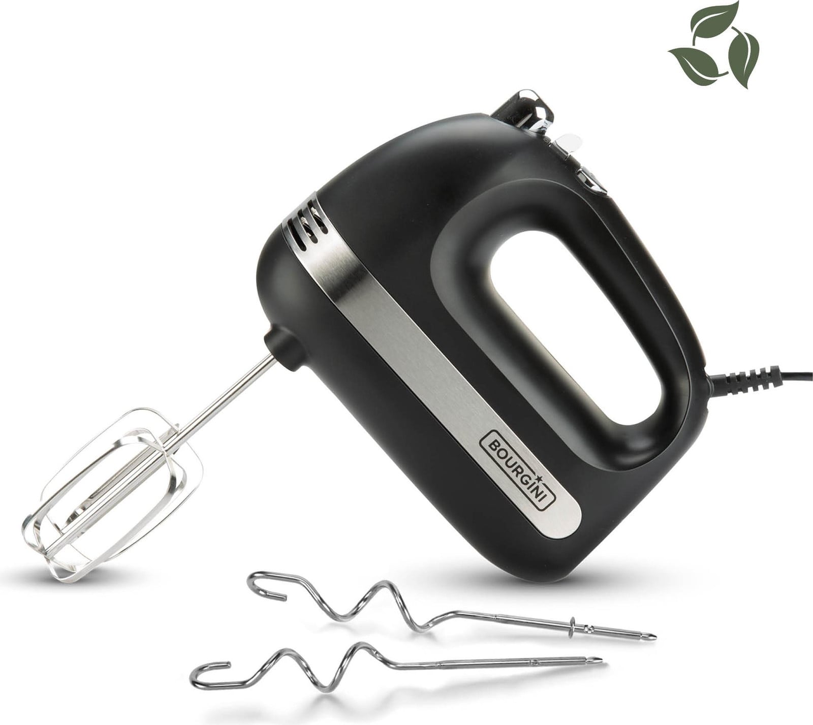 Bourgini Elements Handmixer met 5 snelheden en Turbo, 400W, RVS accessoires en GRS gecertificeerde gerecyclede materialen