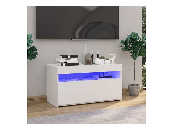 furnicato TV-Schrank RGB-LED 75x35x40 cm Hochglanz-Weiß (1-St) RGB-Beleuchtung Medienschrank mit USB-Anschluss für dein Zimmer