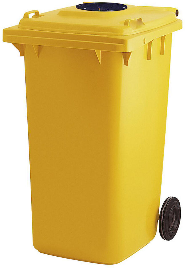 kaiserkraft Mülltonne mit Einwurf, 240 l, für Glas, Flaschen, Dosen, gelb