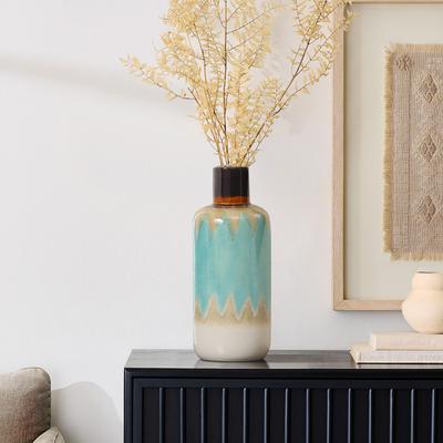 LuxenHome Three Earth Tones Ombre Tall Stoneware Vase
