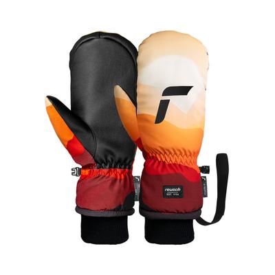 Fäustlinge REUSCH "Carter R-TEX XT Mitten", Damen, Gr. 10, rot, gelb, 84% Polyester, 14% Lederimitat, 2% Elasthan, mehrfarbig, Handschuhe Fäustlinge, in wasserdichter Qualität