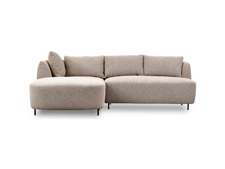 Modulares Ecksofa Lanomi, L-förmig, linksseitig, beige Bouclé