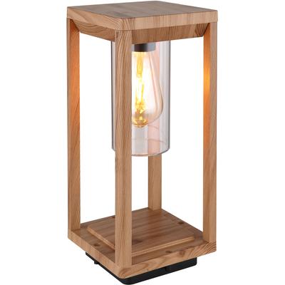 GLOBO LIGHTING Außen-Stehlampe "CANDELA", braun (holzoptik), 1 Stk., Leuchten, Außenlampe/holzoptik/Sockelleuchte/IP44/LxBxH: 150x150x350mm